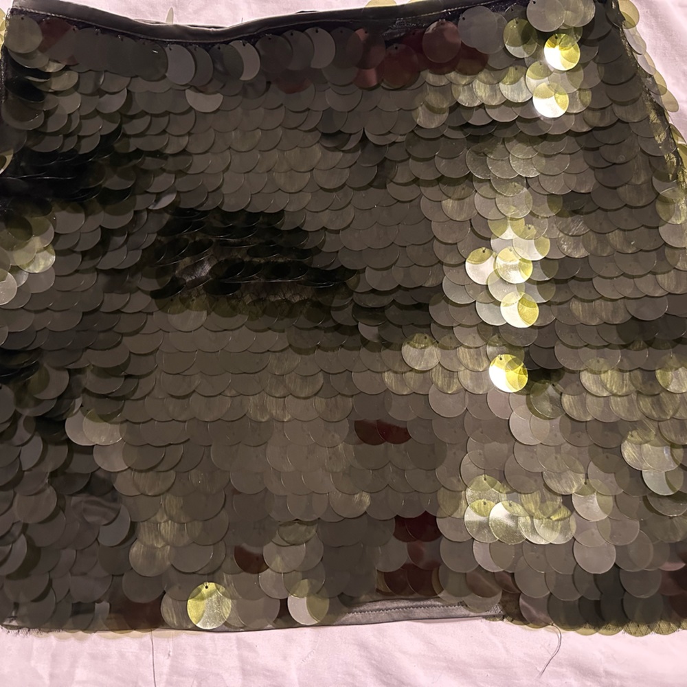 Zara olive green sequin mini skirt